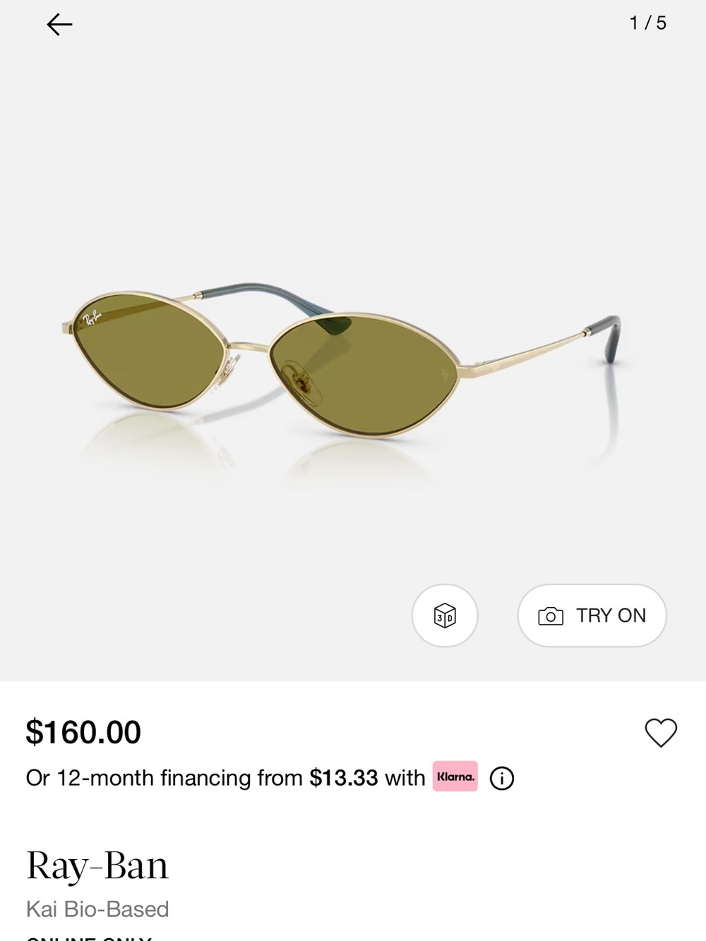 Ray-Ban Gold Frame Sunglasses with Olive Green Lenses